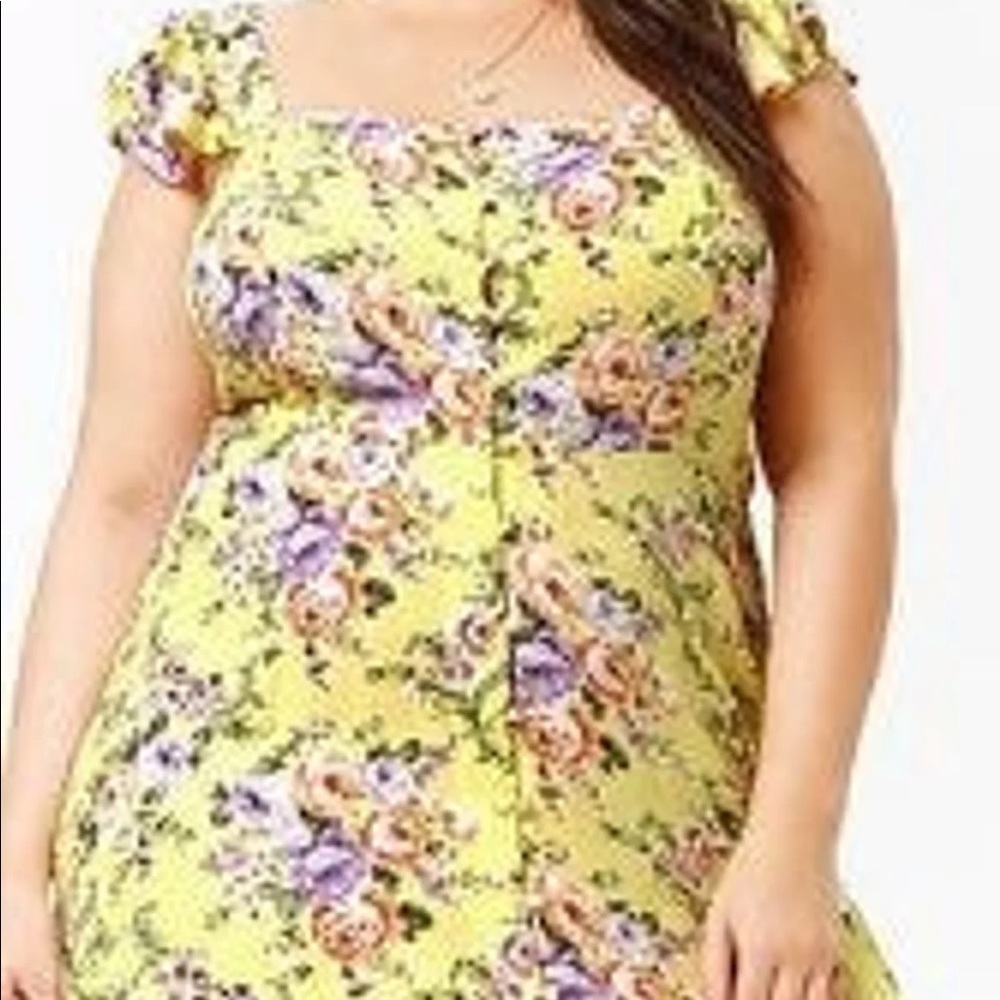 Yellow floral dress 3X new w/ tags